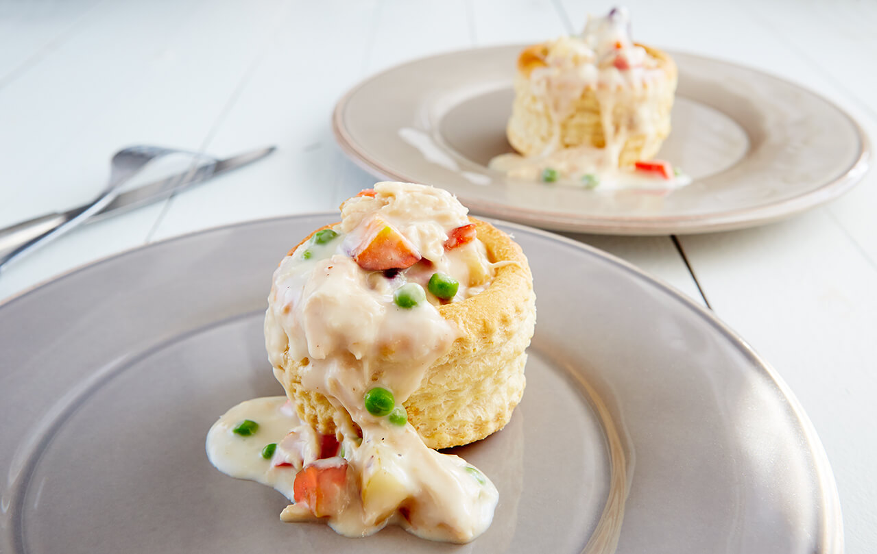 Turkey Patty Shells with Aged Cheddar Bechamel - Butterball