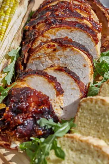 Prosciutto Wrapped Turkey Roasts with Chipotle Mango BBQ Sauce