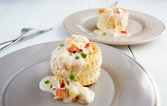 Vol-au-vent à la dinde avec béchamel au cheddar vieilli