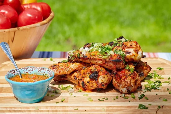 Grilled Peach Peri-Peri Turkey Wings