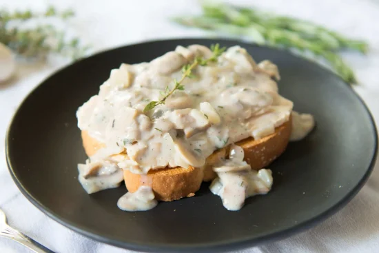 Hot Turkey Sandwich with Creamy Mushroom Sauce