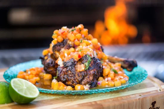 Jerk BBQ Turkey Drum with Papaya Salsa