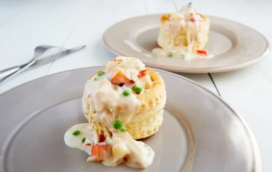 Turkey Patty Shells with Aged Cheddar Bechamel