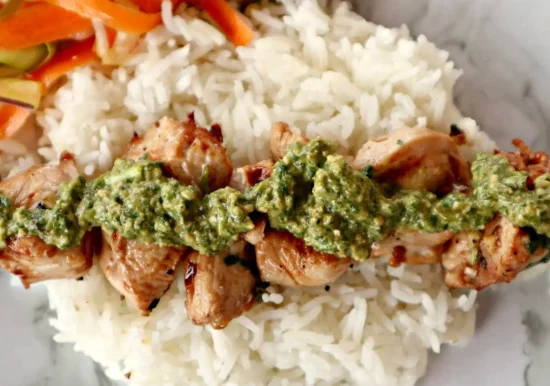 Grilled Turkey Skewers With Asian Pesto