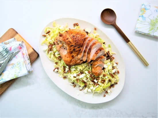 MAPLE TURKEY BREAST WITH NAPA CABBAGE AND PECAN SLAW