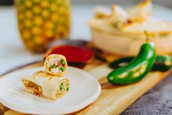 Baked Turkey, Pineapple and Jalapeno Spring Rolls