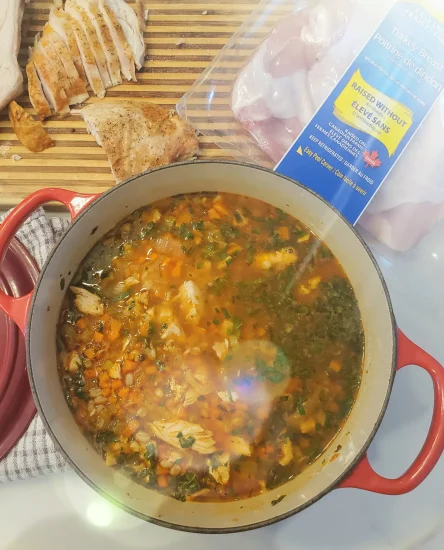 Soupe à la dinde et au farro