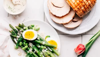 Butterball turkey roast with spring asparagus salad.