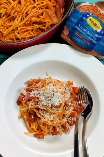 Spaghetti All’Amatriciana au jambon de dindon